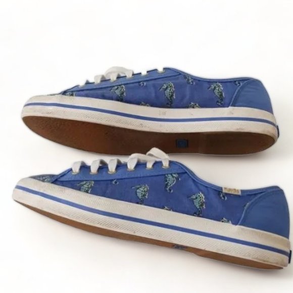 Keds x Kate Spade Collaboration Blue Canvas Seahorse Lace Up Sneakers … - Picture 3 of 10